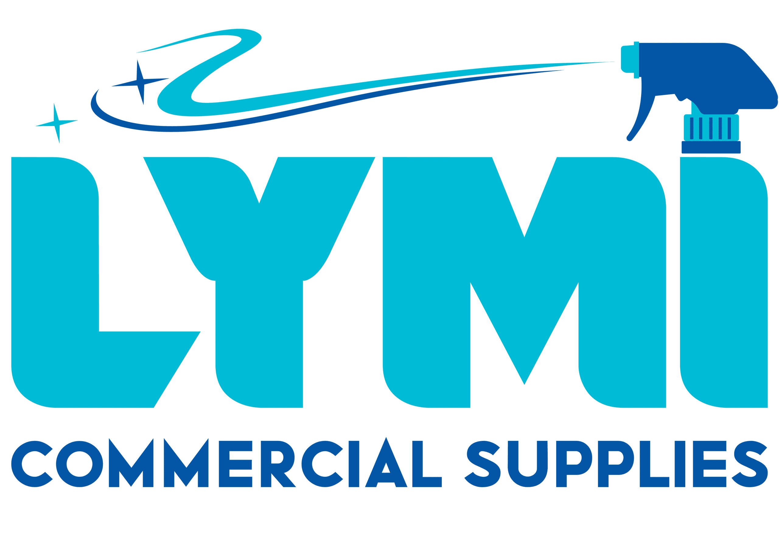 A green background with blue letters that say " flynn commercial supplies ".