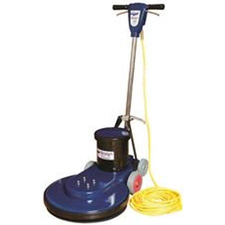 A floor buffer machine with a yellow hose.