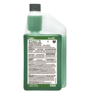 A bottle of green cleaner is shown.