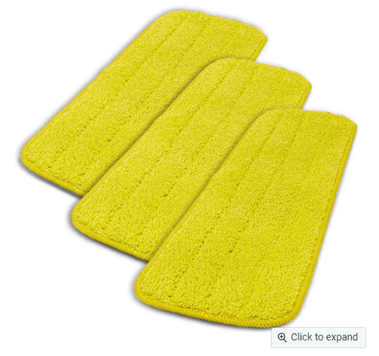 A set of three yellow microfiber pads.