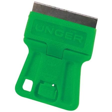 A green plastic holder with a metal blade.