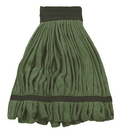 A green mop head with black trim.