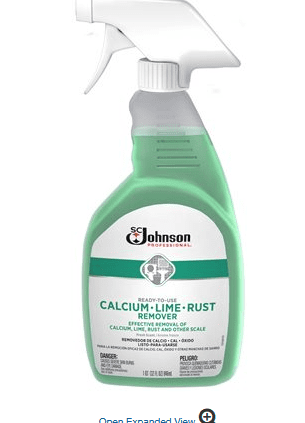 A bottle of calcium-lime rust remover.