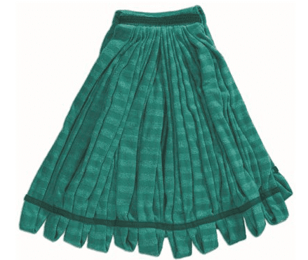 A green skirt with black trim on top of it.