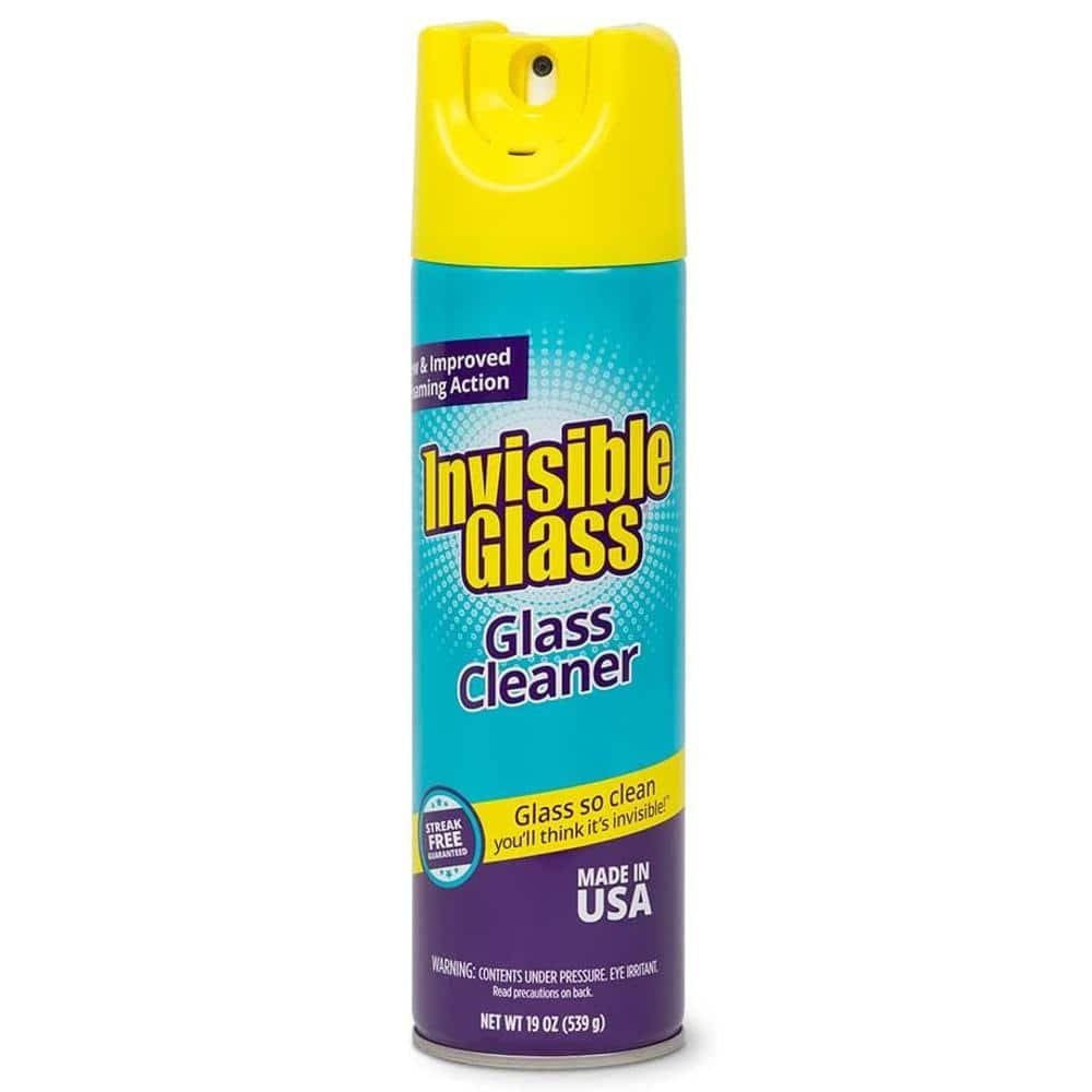 A can of glass cleaner is shown.