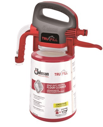 A red and white spray bottle with a handle.