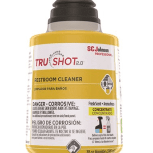 A bottle of restroom cleaner is shown.