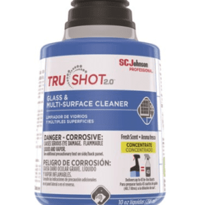 A bottle of glass and multi-surface cleaner.