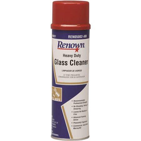 A can of glass cleaner is shown.