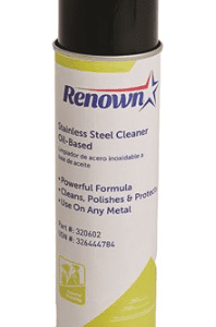 A bottle of cleaner for stainless steel.