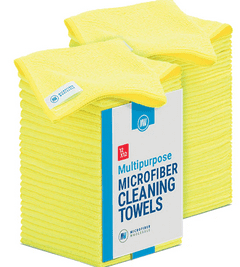 A stack of microfiber cleaning towels.